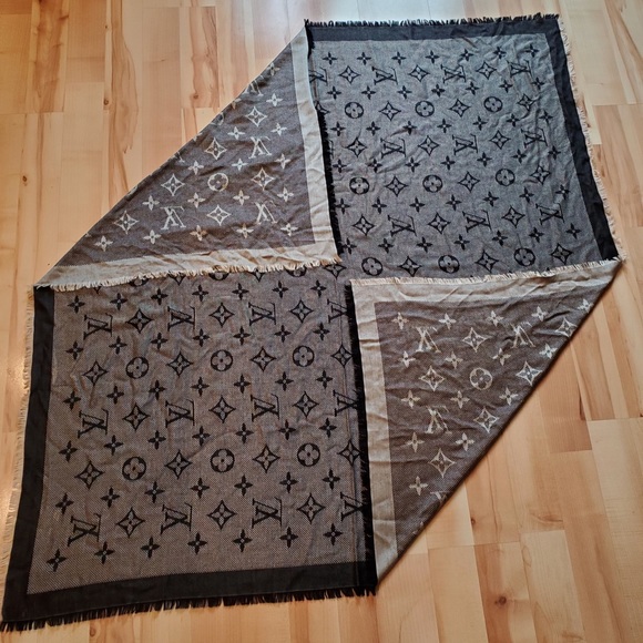 BRAND NEW LOUIS VUITTON COLLECTION NEO NATTÉ MONOGRAM SHAWL! SILK & WOOL - Picture 3 of 9